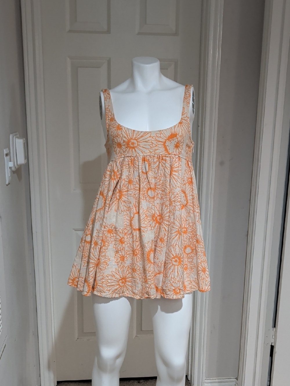 Urban Outfitters Cream Mini Dress with Subtle Peach Trim